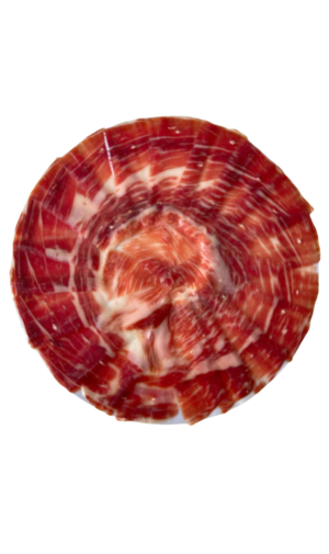Pjaustytas peiliu Jamón de Cebo de Campo 50% Ibérico 60g.